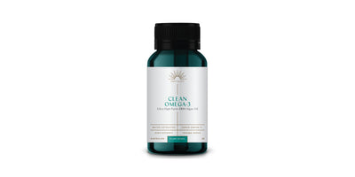 Clean Omega vegan DHA supplement capsules derived from algae, suitable for plant-based diets