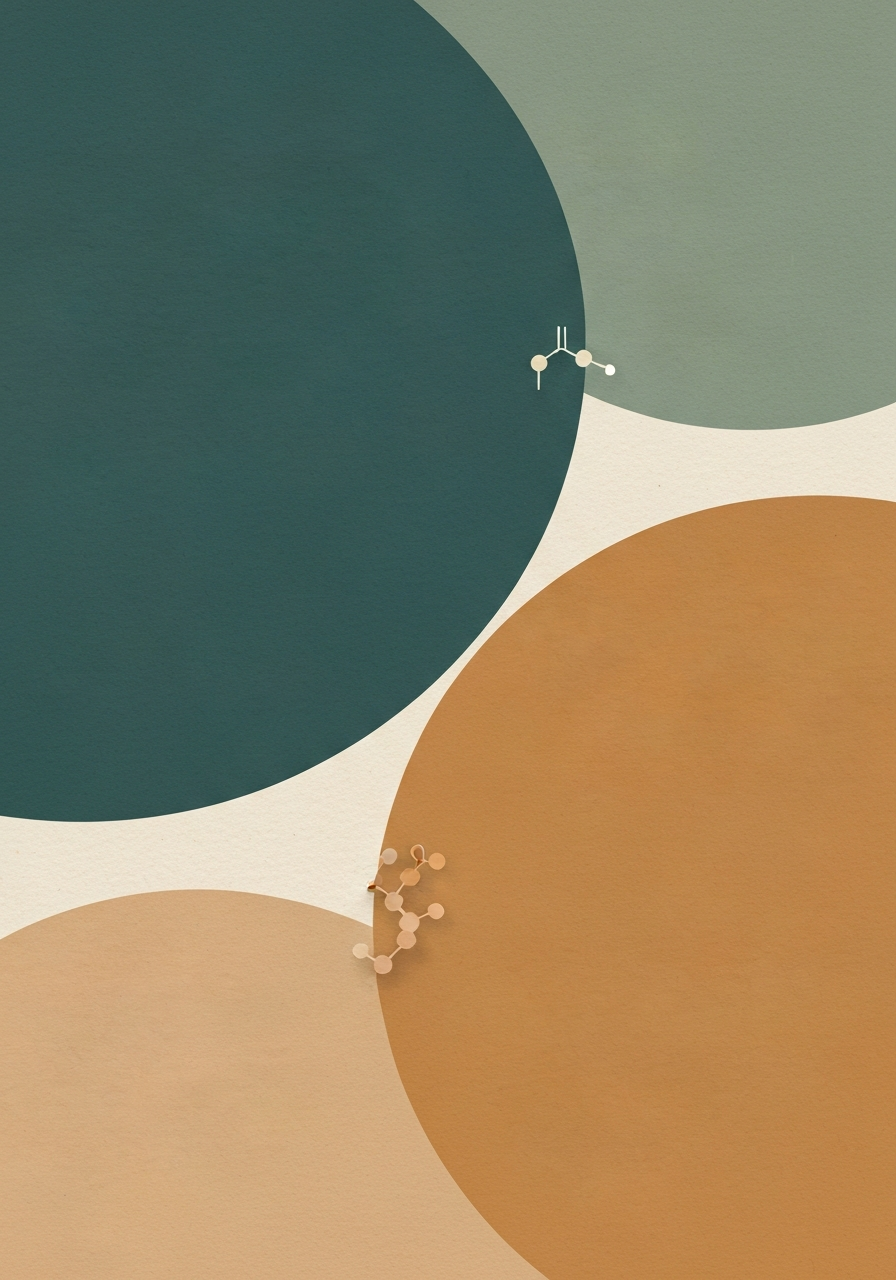 Abstract editorial illustration comparing EPA and DHA omega-3 fatty acids in teal and sage green