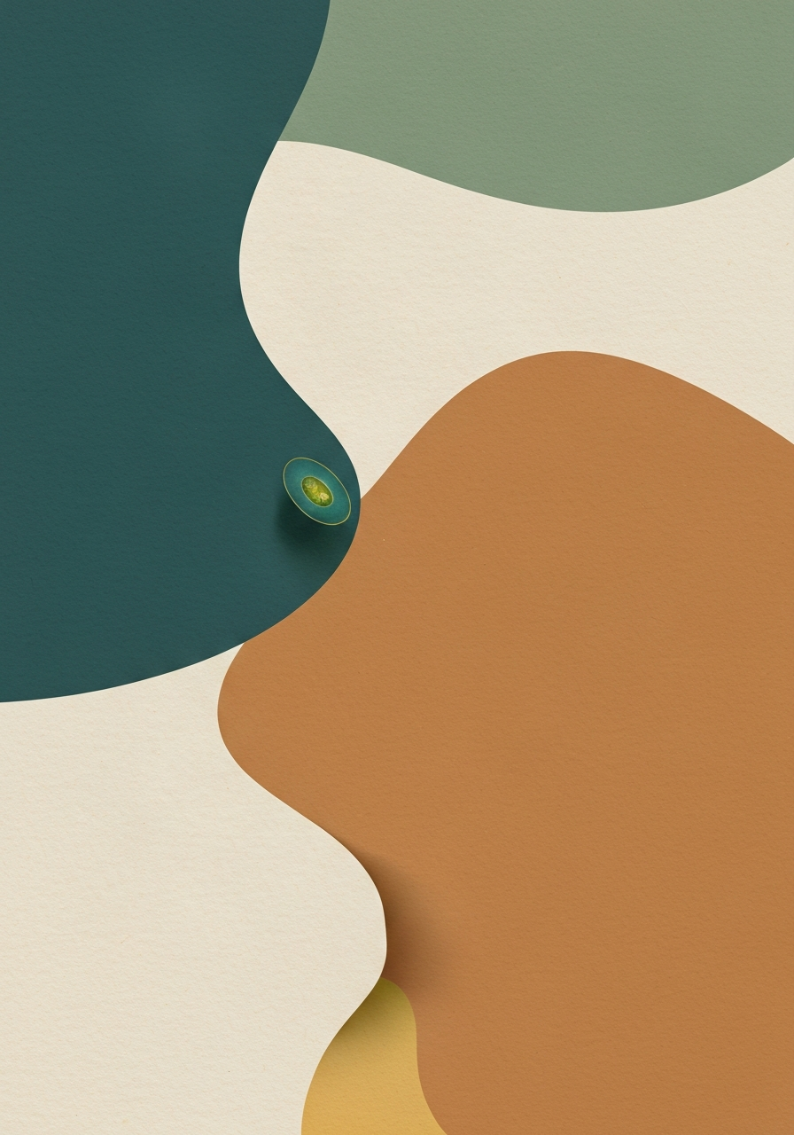 Abstract editorial illustration of Nannochloropsis microalgae species in teal and mineral grey