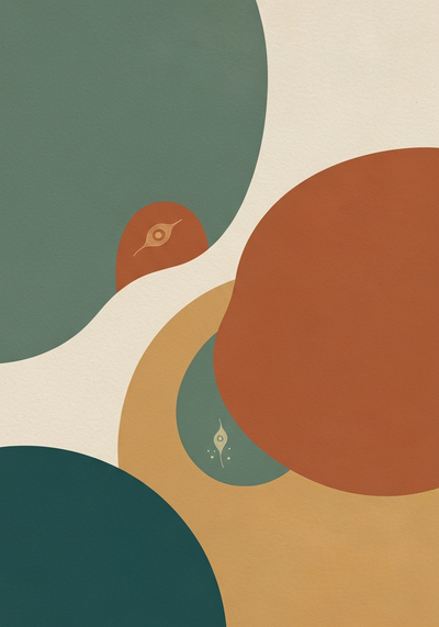 Abstract editorial illustration about overstated marine phytoplankton claims with restrained sceptical motif in muted tones