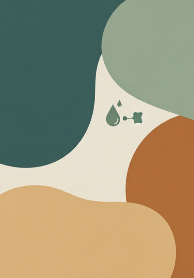 Abstract editorial illustration of third-party testing importance for UK supplements with independent verification motif in teal and sage